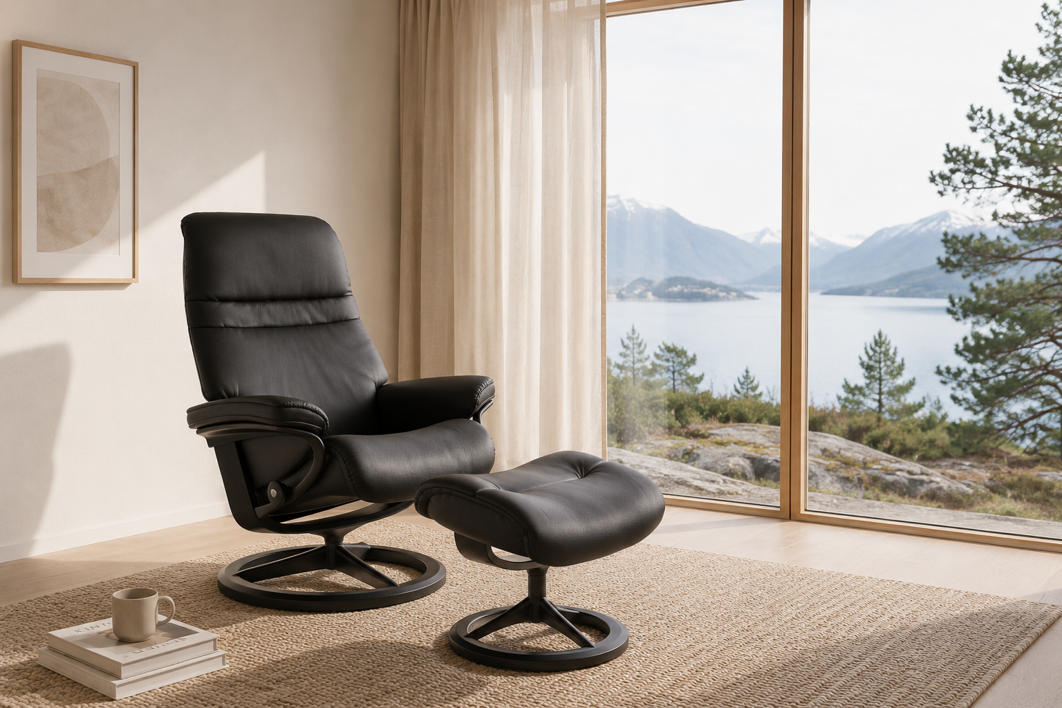 Aktion Stressless Sunrise Signature in Leder Batick schwarz