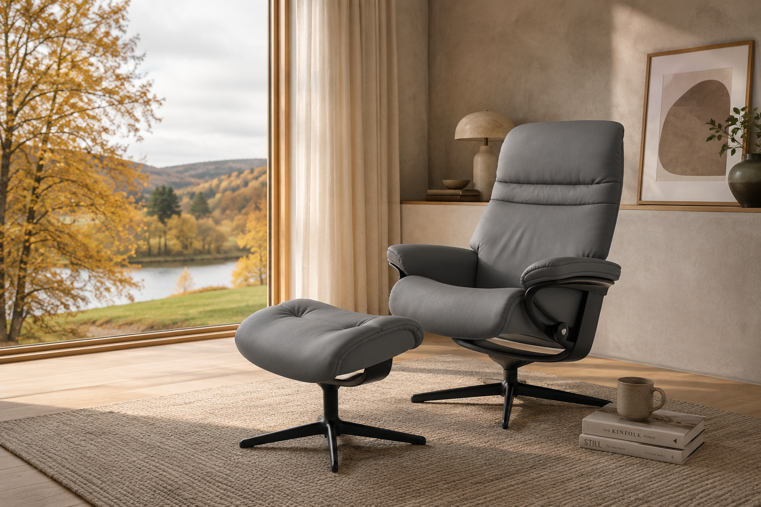 Aktion Stressless Sunrise Cross Leder Batick grey