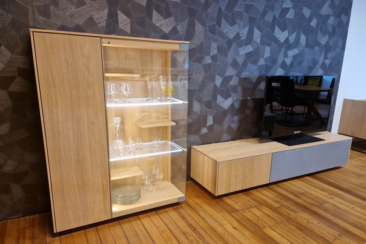 Team7 Filigno Wohnkombination mit Vitrine und TV-Möbel